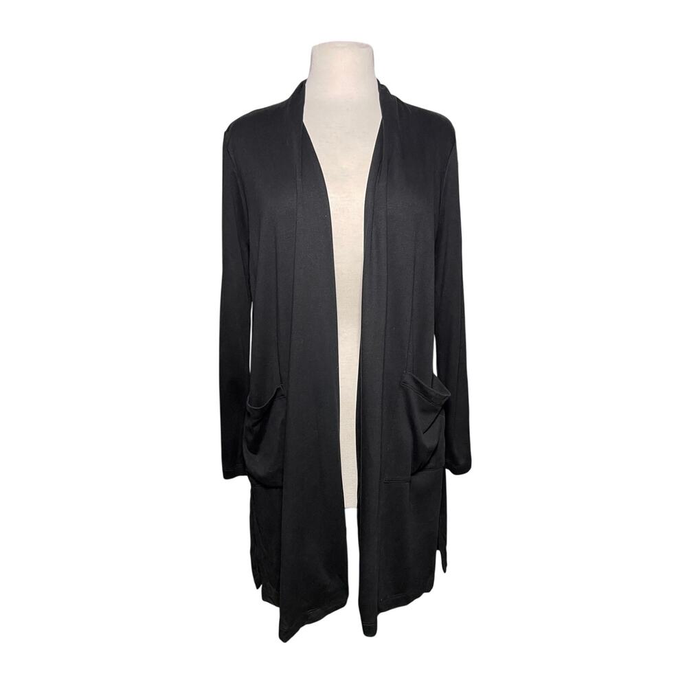 EILEEN FISHER Women’s Stretch Jersey Knit Long Black Jacket